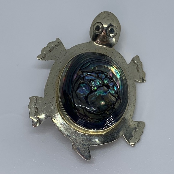 Sterling Silver and Abalone Turtle Brooch - Picture 5 of 5